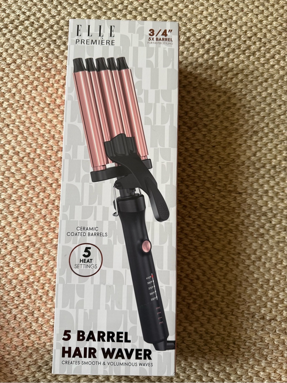 Elle Premiere Rose Gold and Black 5-Barrel Hair Waver